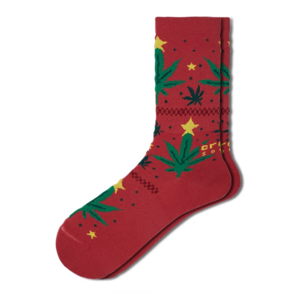 Crocs Socks Hemp Leaf Holiday Crew - Size S/M NEW